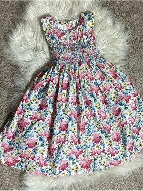 Strasburg Pink Multi Floral Smocked Sundress Sz 7